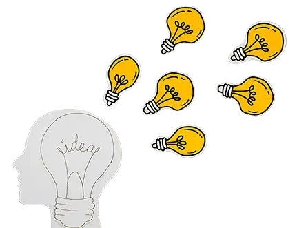 NLP concept with brain and lightbulbs